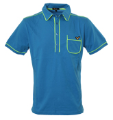 Cobalt Blue and Green Polo Shirt