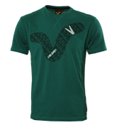 Voi Jeans Dark Green T-Shirt with Printed Design