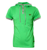 Voi Jeans Green Hooded T-Shirt with Grey Piping