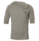 Grey Marl T-Shirt With Shawl/Hood