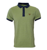 Voi Jeans Navy and Apple Green Stripe Polo Shirt