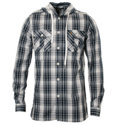 Voi Jeans Navy Check Hooded Shirt (Martin)