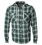 Navy, Green and White Hooded Shirt (Bar)
