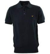 Navy Knitted Polo Shirt (Leyton)