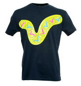Voi Jeans Navy T-Shirt with Fluorescent Logo