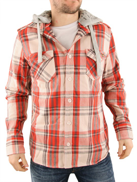 Voi Jeans Red Chase Hooded Shirt