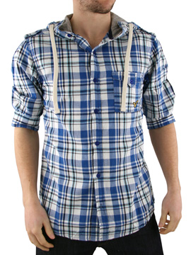 Voi Jeans Royal Blue Inter Hooded Shirt