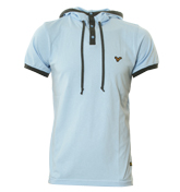 Voi Jeans Sky Blue Hooded T-Shirt with Dark Grey