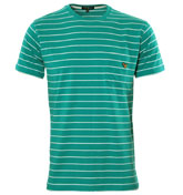 Voi Jeans Teal and White Stripe T-Shirt (Meaford)