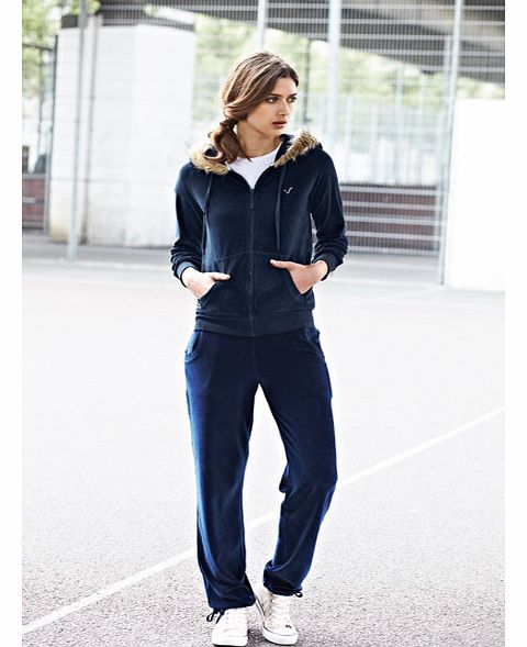 Voi Velour Fur Trim Hooded Top