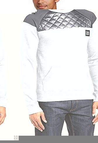 VOI  Jeans Mens Driver Checkered Crew Neck Long Sleeve Sweatshirt, Grey Marl, Large