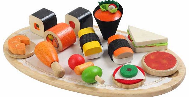 Pretend and Play Wooden Buffet Food Toy