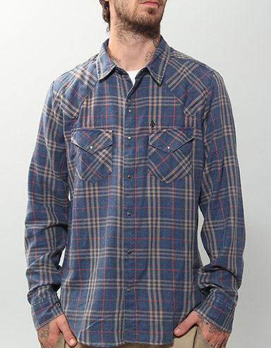 Volcom Burn Out Flannel shirt - Blue Moon