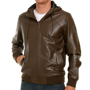 Garage Hooded leather jacket