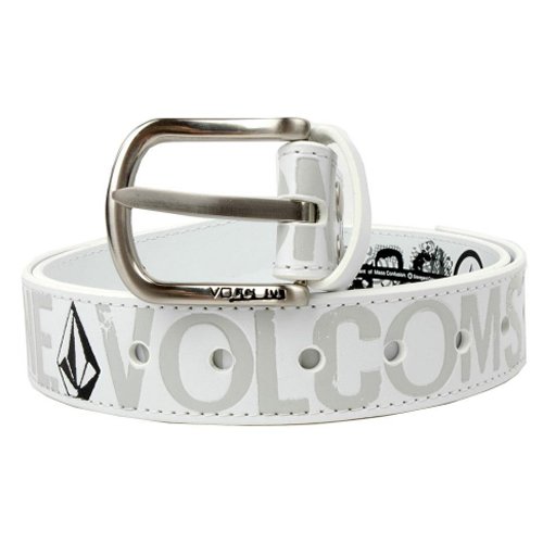 Volcom Mens Volcom Circle Skid Leather Belt White