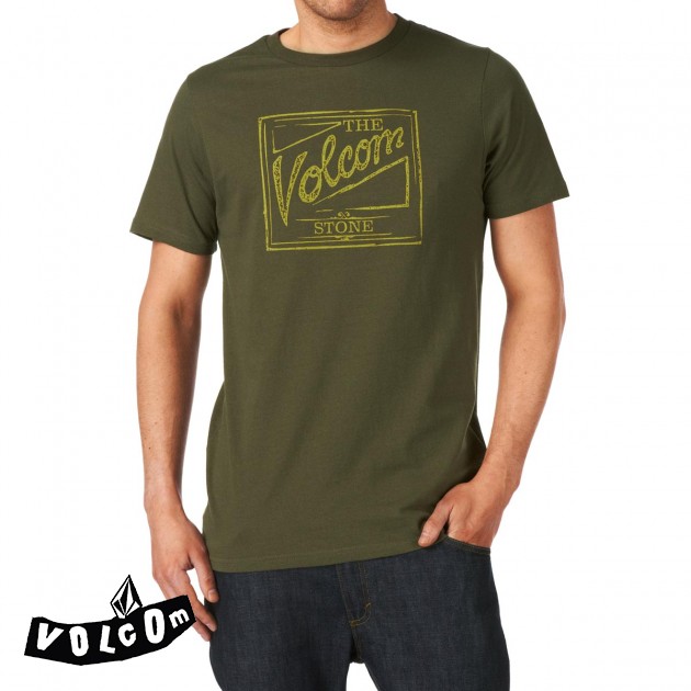 Mens Volcom Coors Script T-Shirt - Drab Olive