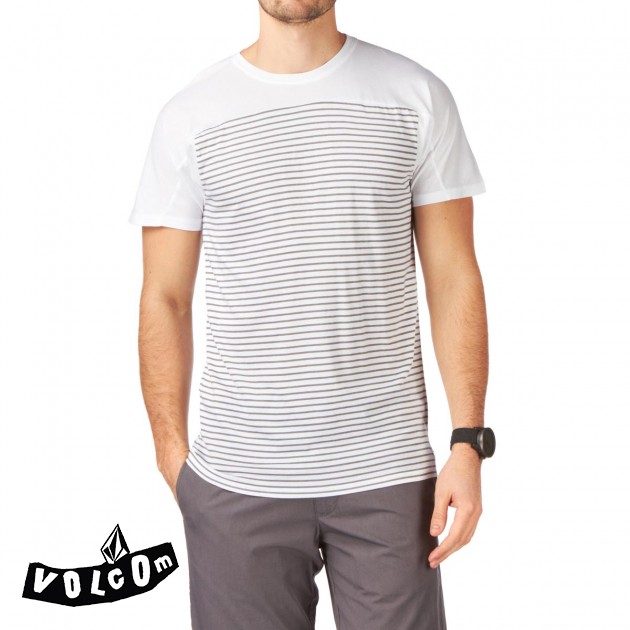 Volcom Mens Volcom Square Stripe T-Shirt - White