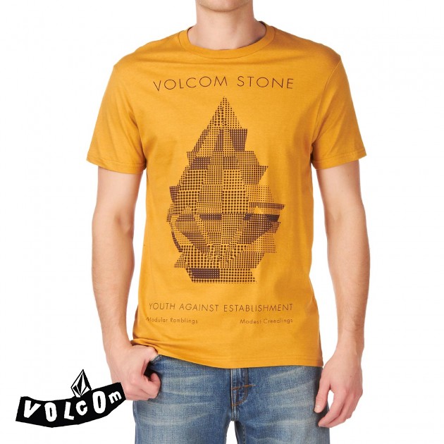 Mens Volcom Structure Slim T-Shirt - Vintage Gold