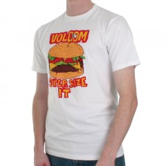 Mens Volcom Super Size It Tee White