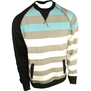 Volcom Mens Volcom Tres Stripe Crew Slim. Wht