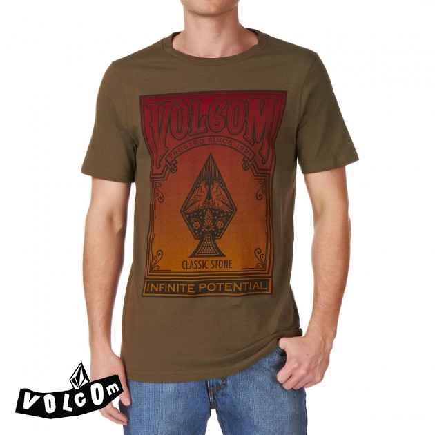 Mens Volcom Vandolin Basic T-Shirt - Drab Olive