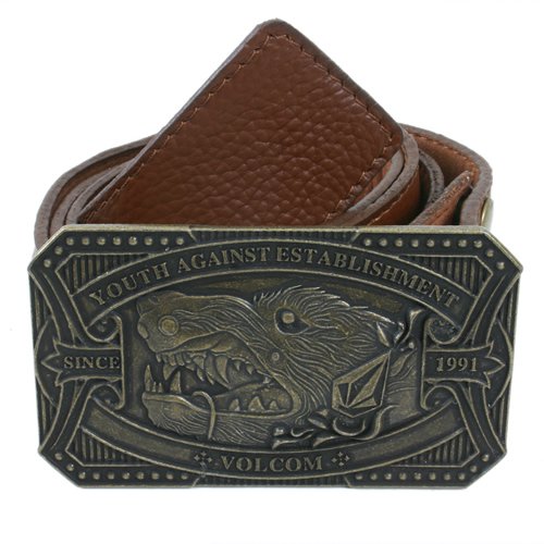 Volcom Mens Volcom Z Wolf Leather Belt Brown
