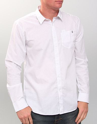 Volcom X Factor Stripe LS Shirt - White