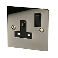 VOLEX 1G DP Sw Skt Black Nickel Flat Plate