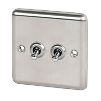 2G 2W Toggle Sw Stainless Steel Round Edge