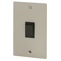 VOLEX 45A DP Sw Blk Ins Satin Chrome Flat Plate