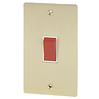 VOLEX 45A DP Sw Wht Ins Brushed Brass Flt Plt