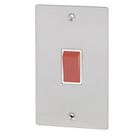 VOLEX 45A DP Sw Wht Ins Satin Stainless Flt Plt