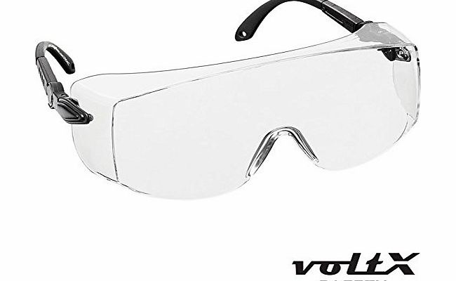 voltX Overspecs Industrial Safety Over Glasses (Clear Lens) - individually adjustable temples - antifog, scratch resistant, UV380 protection