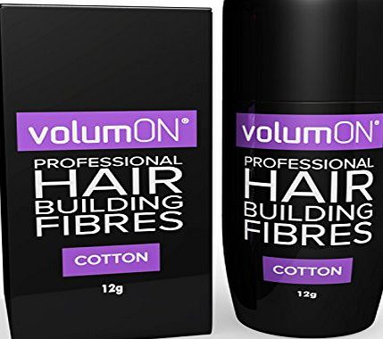 VolumON  Professional Hair Building Fibres- Hair Loss Concealer- COTTON- 12g- Get Upto 30 Uses- CHOOSE FROM 8 HAIR SHADES COLOURS (Grey)