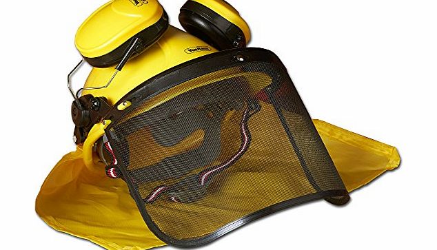 VonHaus - 4 in 1 Construction / Chainsaw / Forestry Helmet Hardhat Set - Hard Hat with Visor, Ear Defenders, Face Shield amp; Cape