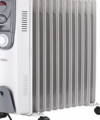 VonHaus 11 Fin 2500W Oil Filled Radiator with Free 2 Year Warranty, 3 Power Settings, Adjustable Thermostat amp; 24 Hour Timer