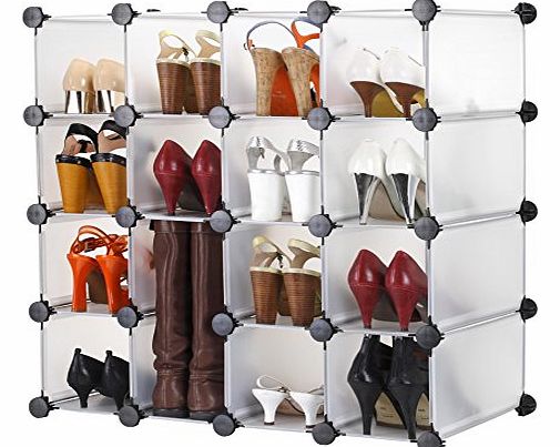 VonHaus 16x Interlocking Storage Shelves. Make into Any Size and Shape. Organise Shoes, Clothing, Toys.
