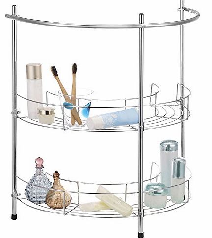 VonHaus 2 Tier Chrome Bathroom Under Basin Sink Storage Shelf Rack 