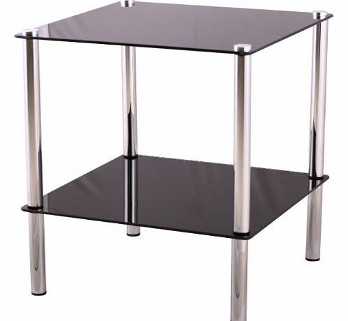 2 Tier Glass End Table / Side Shelf / Coffee Table with Tempered Glass Shelves