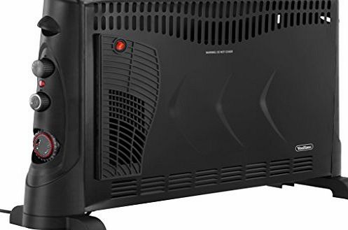 VonHaus 2000W Convector Heater with Free 2 Year Warranty, 3 Heat Settings, Turbo Function amp; Timer - Black