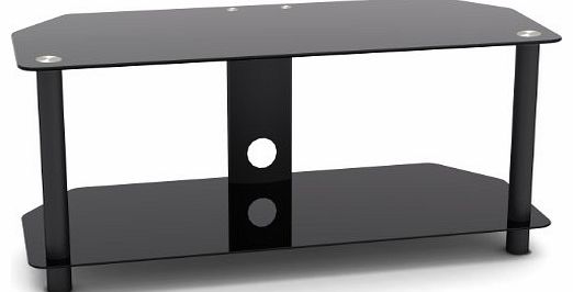 Plasma/LED/LCD/3D Glass TV Stand upto 42`` or 40Kgs with Cable Management with 2 Shelves (Black)