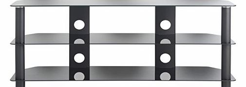 VonHaus Plasma/LED/LCD/3D Glass TV Stand upto 50`` or 40Kgs with Cable Management (Black)