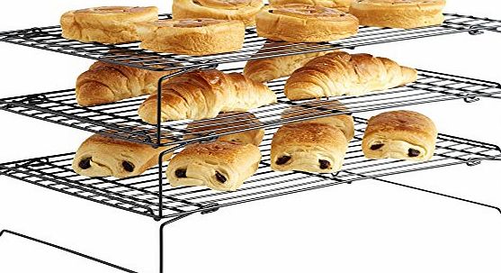 VonShef 3 Tier Stackable Cooling Rack Tray System Non-Stick - Use Individually or Stack to Save Kitchen Space