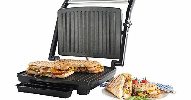 VonShef 4 Slice Sandwich Press and Grill, Stainless Steel, 1600 Watt