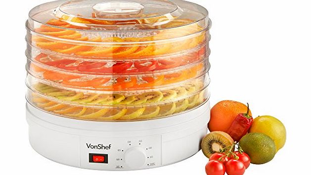 VonShef Food Dehydrator amp; Dryer Machine with Adjustable Temperature Control - 5 Tier