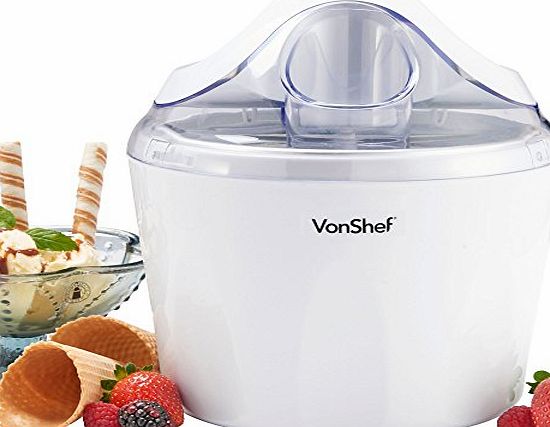 VonShef Ice Cream, Frozen Yoghurt and Sorbet Maker Machine 1.45 Litre - Voted in Top 5 Ice Cream Makers by G