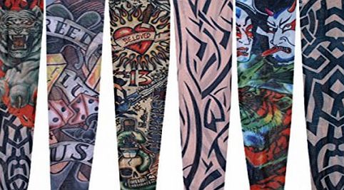 VOSO 6 Pcs Nylon Temporary Fake Tattoo Sleeves Stretch Arm Stockings Goth Punk # 7600510