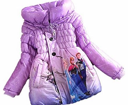 Hot Frozen Princess Girls Kids Snowsuit Outwears Slim Long Coat