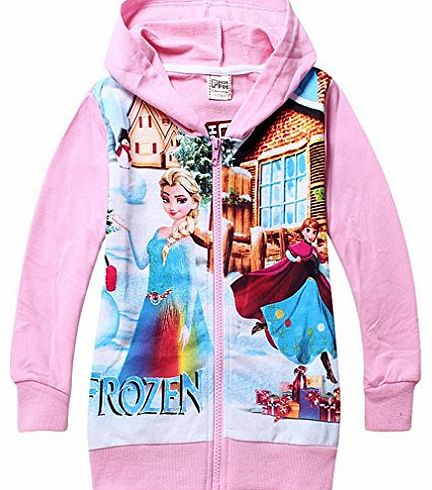 New Kids Girls Disney Frozen Casual Long sleeve Jacket Hooded Coat Clothing