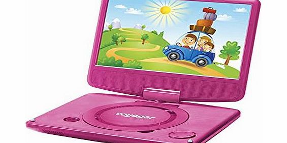 Voyager VYCDVD7-PNK 7 inch Swivel Screen Portable DVD Player with Internal Battery - Pink